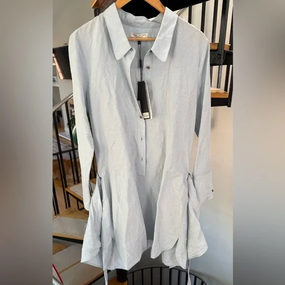 HALSTON HERITAGE Blue Shirt Dress Size 8 - Picture 2 of 10